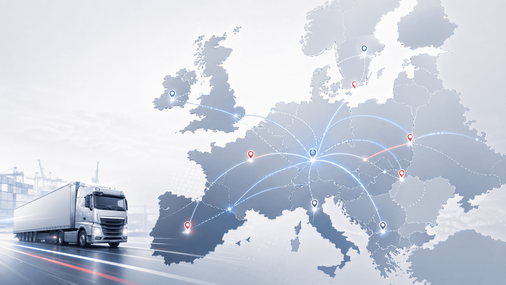 Mapa Europy z kierunkami transportowymi Translife
